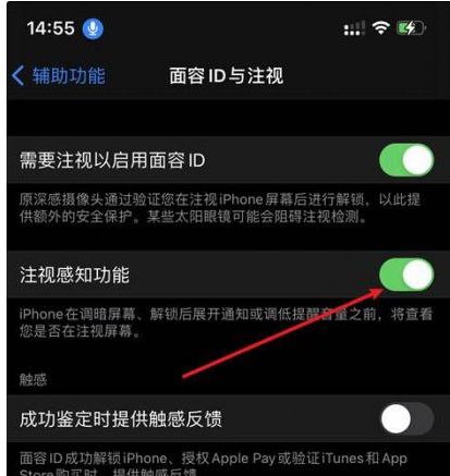 六盘水苹果14维修网点分享iPhone14注视感知功能有什么用 